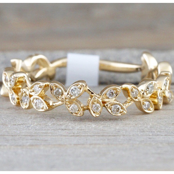 Goldkingdom Aksesoris Perhiasan Fashion Ready Stock Perak Disepuh Daun Cincin Berlian Rose Gold Ring