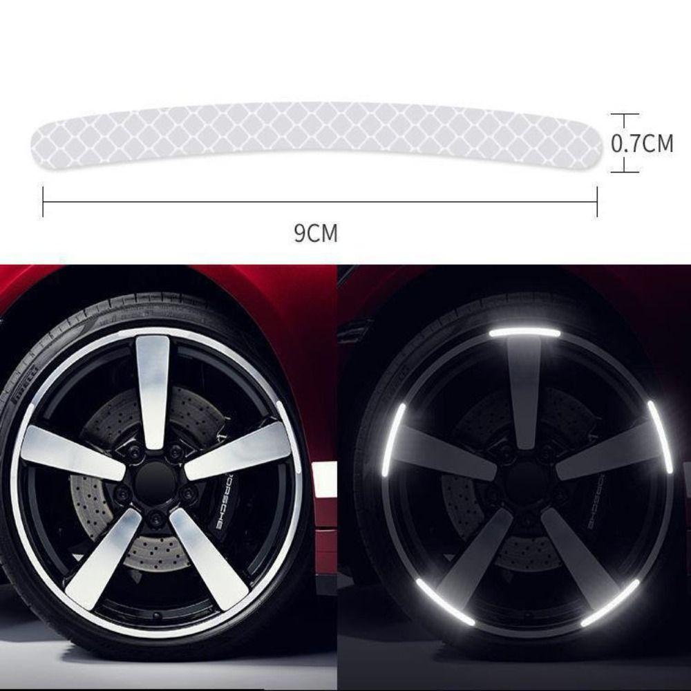 Lanfy Stiker Reflektif Hub Mobil Malam Mengemudi Ban Sepeda Motor Aksesoris Mobil-Styling Tire Rim Tape Luminous Tire Rim Strip Reflektif