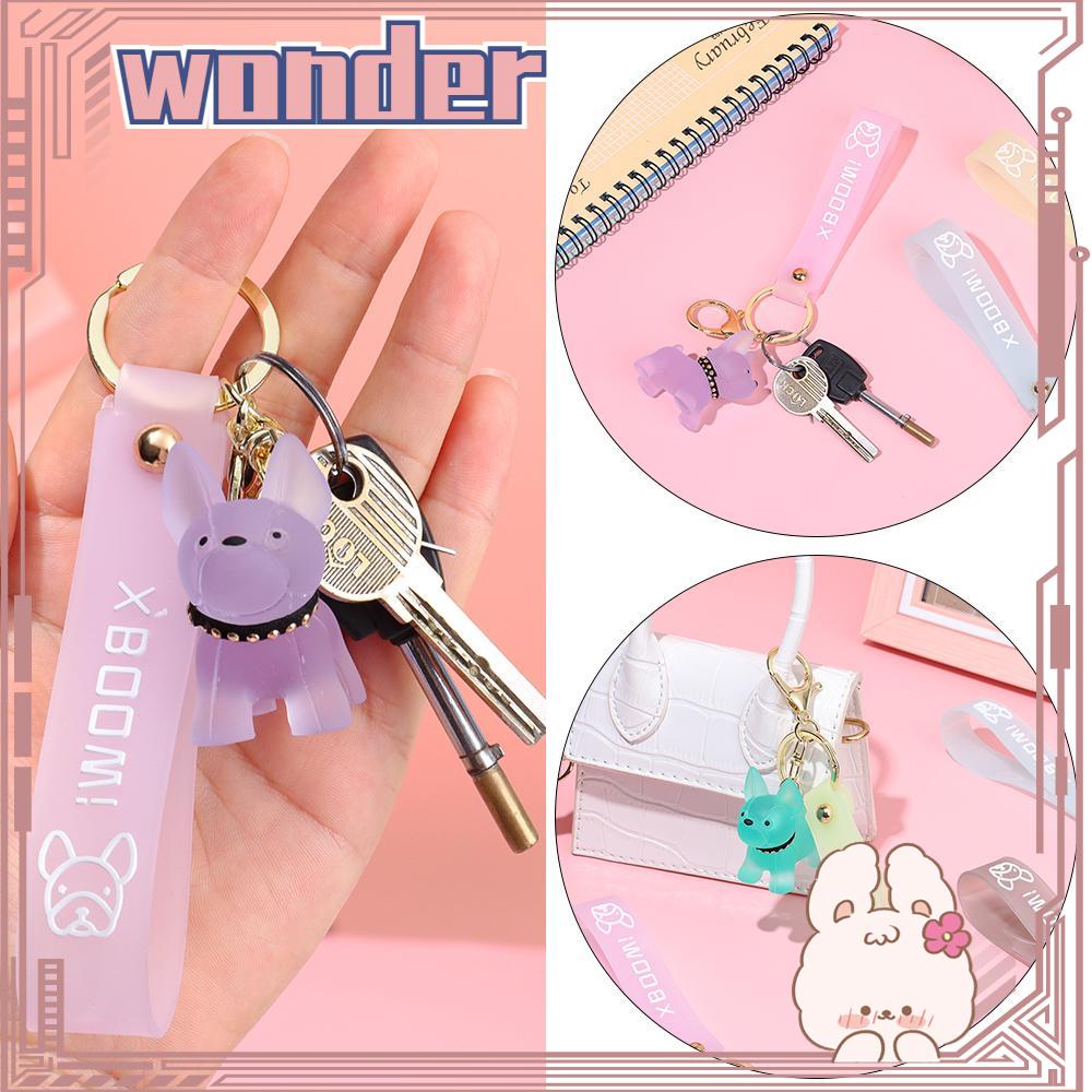 Wonder Kristal Buldog Anjing Gantungan Kunci Lucu Fashion Portable Mobil Key Holder Tahan Air Warna-Warni French Bulldog Pendant