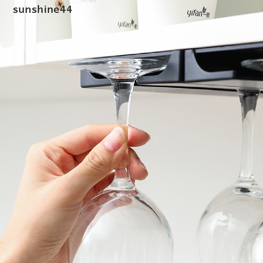 Sunshine Kitchen Wall Mount Wine Glasses Holder Stemware Rak Gelas Cangkir Gantung ID