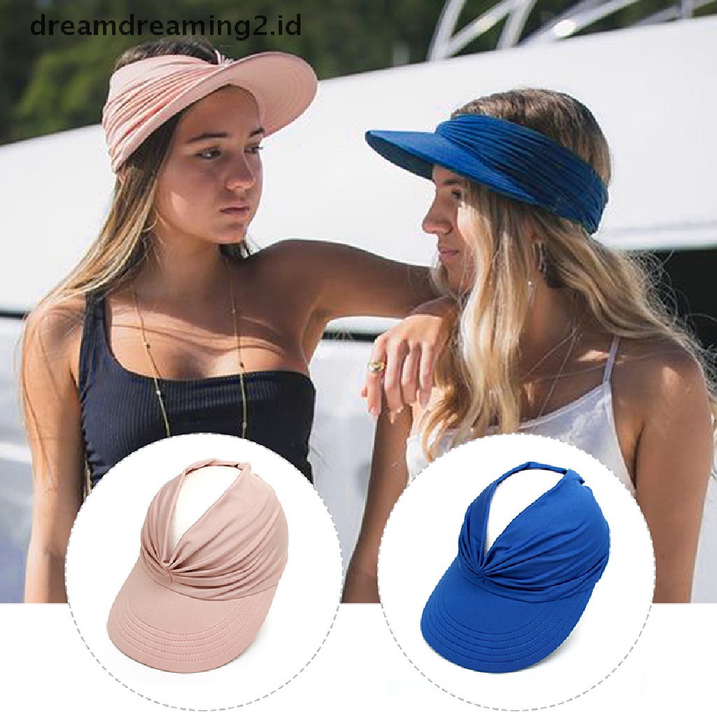 (hot) Topi Dewasa Lentur Untuk Wanita Anti UV Wide Brim Visor Hat Mudah Dibawa//