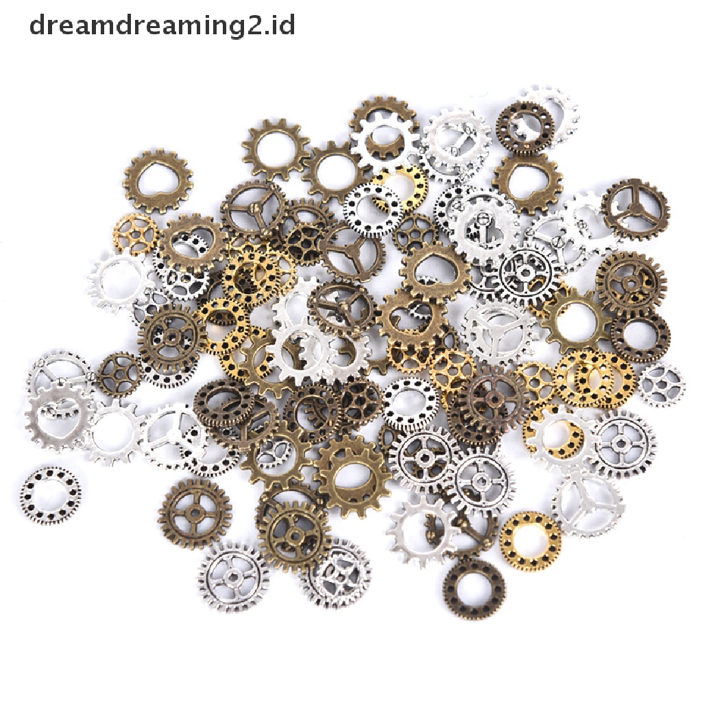 (hot) 100 Pcs Antik Steampunk Mini Roda Gear Ch Liontin DIY Membuat Perhiasan Craft//