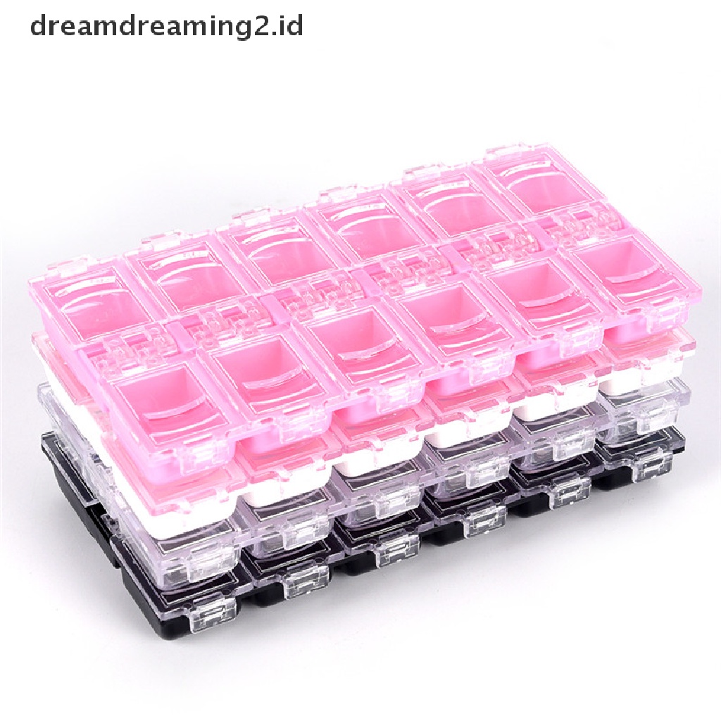 (hot) 12slot Kotak Penyimpanan Perhiasan Alat Nail Art Plastik Case Organizer Beads Jewelry//