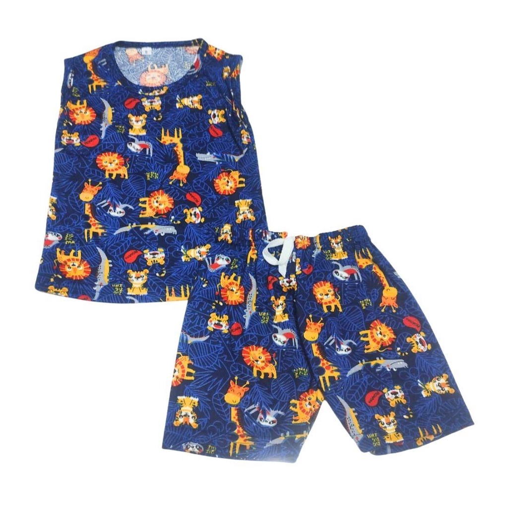 BabynKids - setelan singlet anak unisex cowok/cewek motif full print motif roar