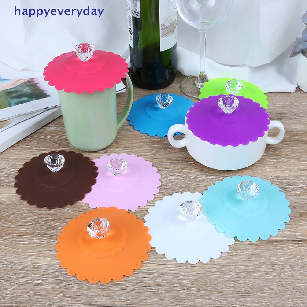 [happy] 1pc Silikon Gelas Anti Debu Diamond Cup Lid Cover Penutup Hisap Mug Kopi [ID]