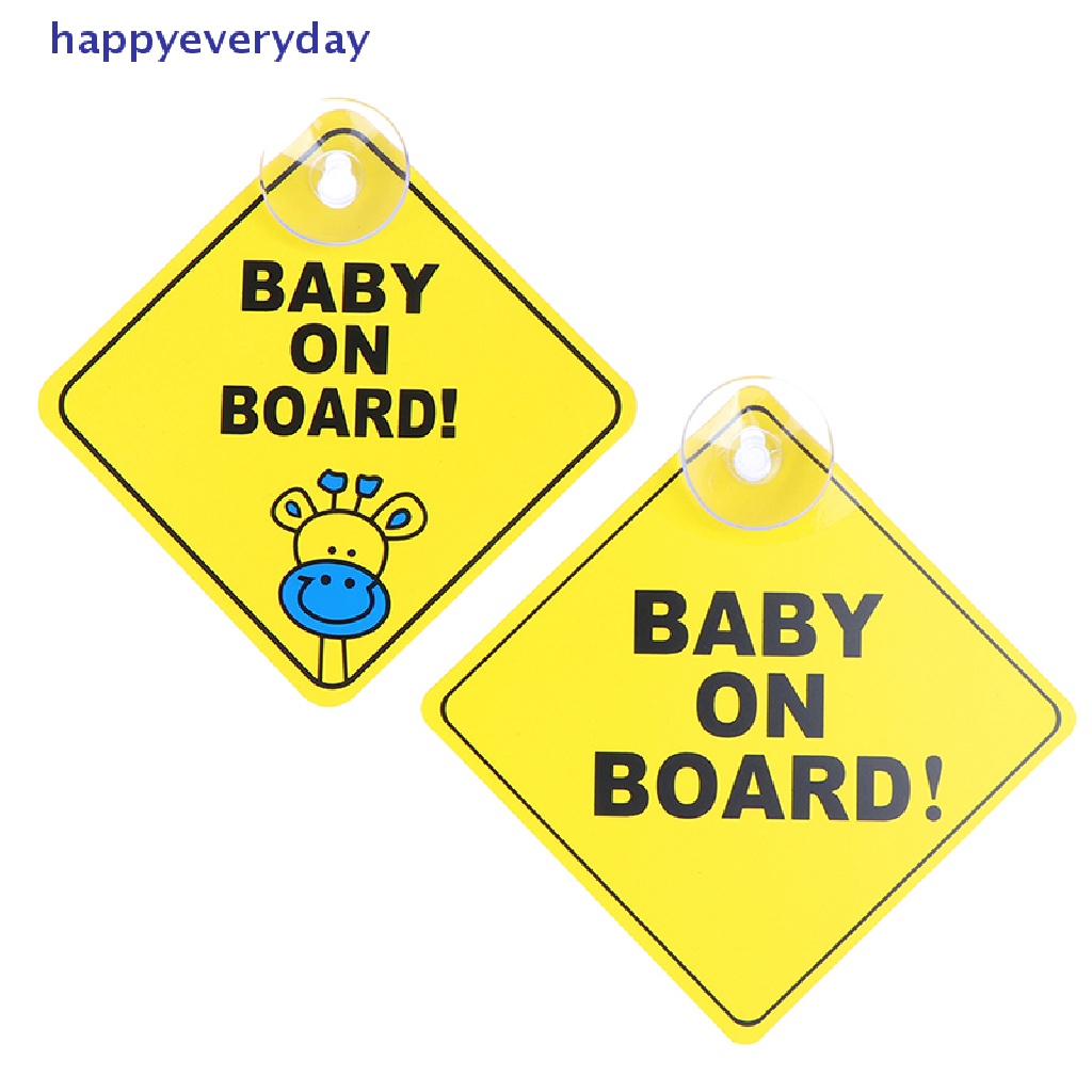 [happy] Baby On Board SAFETY Jendela Mobil Suction Cup Kuning Reflektif Warning Sign 12CM [ID]