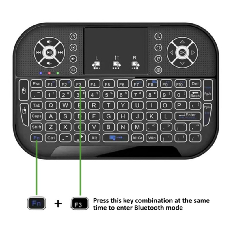 Zzz 24ghz RGB Wireless Mini Keyboard Remote Control Touchpad Mouse Combo Controller