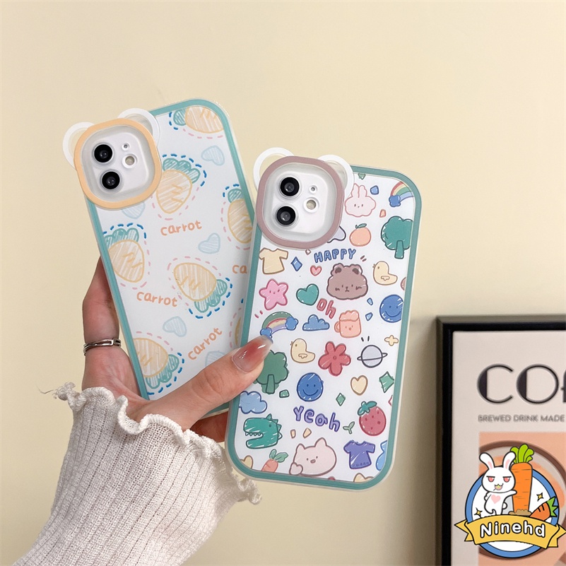 IPHONE Casing Kompatibel Untuk Iphone14 13 12 11 Pro Max X Xr Xs Max SE 8 7 6 6s Plus Casing Ponsel Gaya Kartun Lucu Fashion Tahan Gores Shockproof Glossy Lembut TPU Cover Pelindung