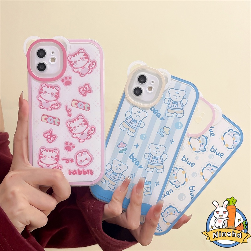 IPHONE Casing Kompatibel Untuk Iphone14 13 12 11 Pro Max X Xr Xs Max SE 8 7 6 6s Plus Ins Korea Lovely Phone Case Kualitas Tinggi Lembut Pelindung Lensa Anti Jatuh Shockproof Cover Pelindung