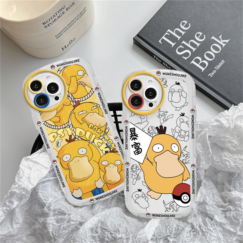 IPHONE Case Kompatibel Untuk Iphone14 14 Pro 14 Pro Max12 12PRO 11PRO MAX IPhone11 ProMax X XR XS MAX 6 6S 7 8 Plus SE 2020 Psyduck Bening Lembut TPU Case Binteacase