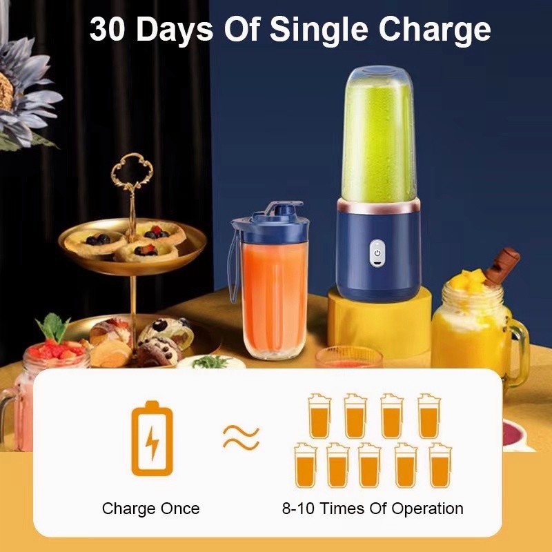 【COD】Blender Portable Juicer Botol Cup Jus Elektrik 2400mah Rechargeable 6 Blade Fruit Juicer Blender Mini Mixer Ice Crusher