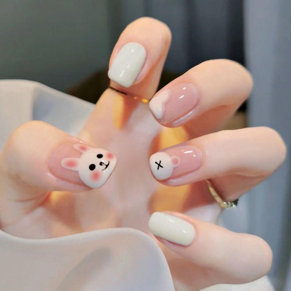 Needway Kuku Palsu Lepas Pasang Dengan Lem Jelly Elegent Artificial Mix Style Rabbit Press On Nail Tips Penutup Penuh Nail Art Tips