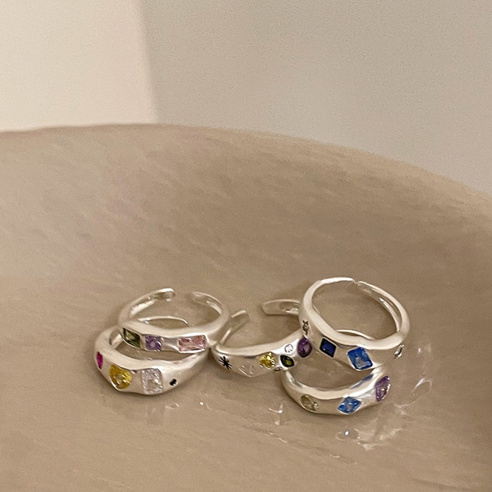 1pc Cincin Jari Zirkon Kristal Sederhana Elegan Korea Retro Warna Perak Wanita Aksesoris Perhiasan Yang Dapat Disesuaikan