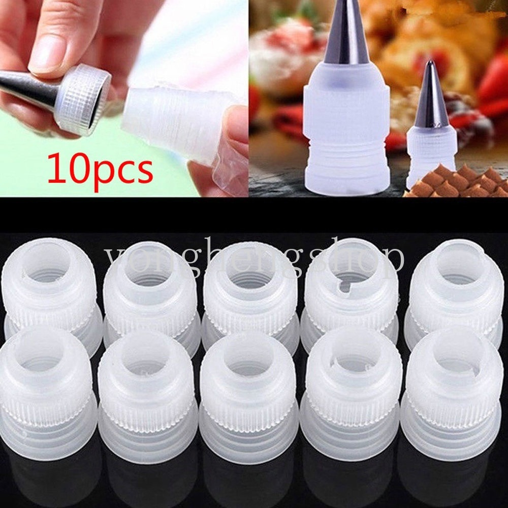 10pcs/set Konverter Mulut Dekorasi Plastik Icing Piping Tip Adaptor Kembang Gula Pastry Tips Konektor Nozzle Baking Kue Alat Dekorasi