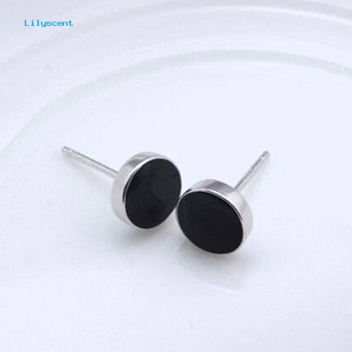 Lilyscent Pria /'s Wanita s 925 Sterling Silver Hitam Vinyl Anting Telinga Giwang Perhiasan Pesona