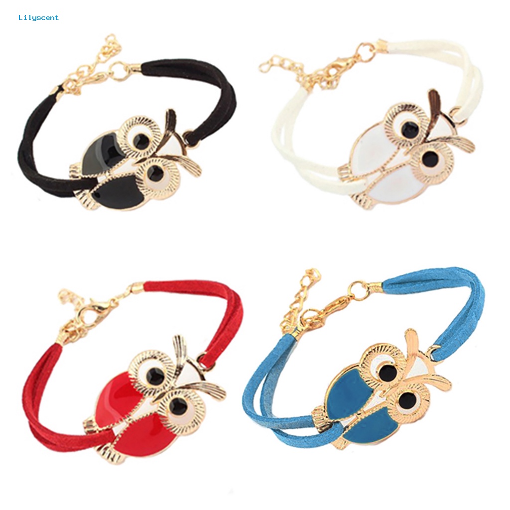 Lilyscent Owl Pendant Bangle Untuk Pub Gelang Cuff Lucu Tahan Lama