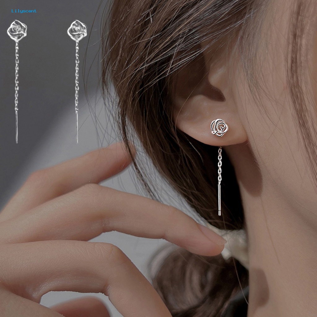 Lilyscent 1pasang Temperamental Wanita Drop Earrings Aksesoris Pakaian Anting Menjuntai Aksesoris Gaun Pesta Gaya Elegan