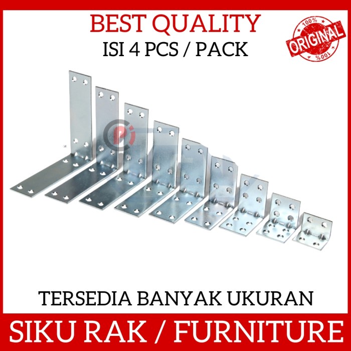 Isi 4Pcs Siku Untuk Rak Dinding Bracket Furniture Lemari Banyak Ukuran