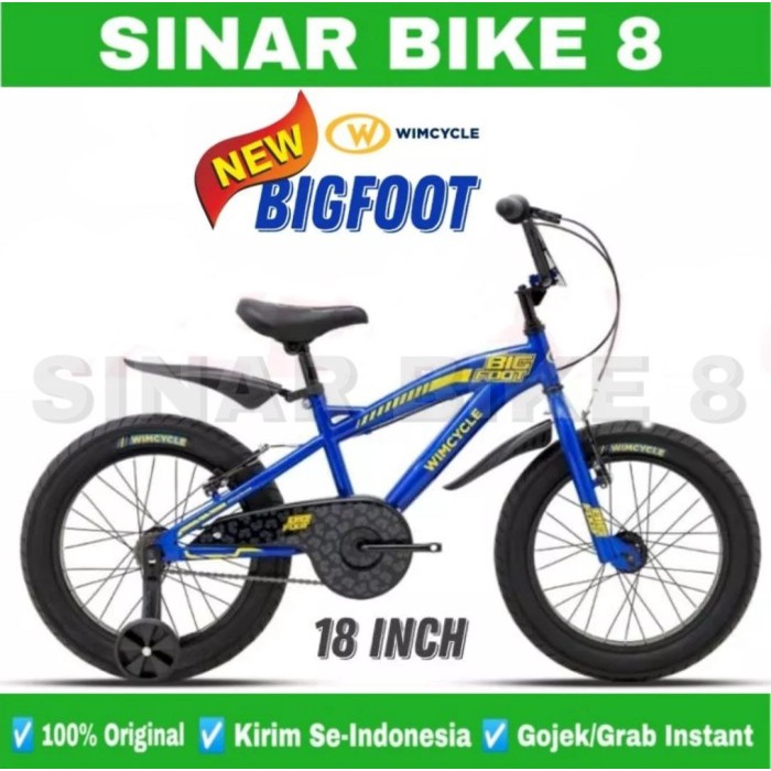 Sepeda Anak BMX WIMCYCLE BIGFOOT NEW Ukuran 18 Inch Ban Jumbo 3.0 Usia 6-8 Tahun