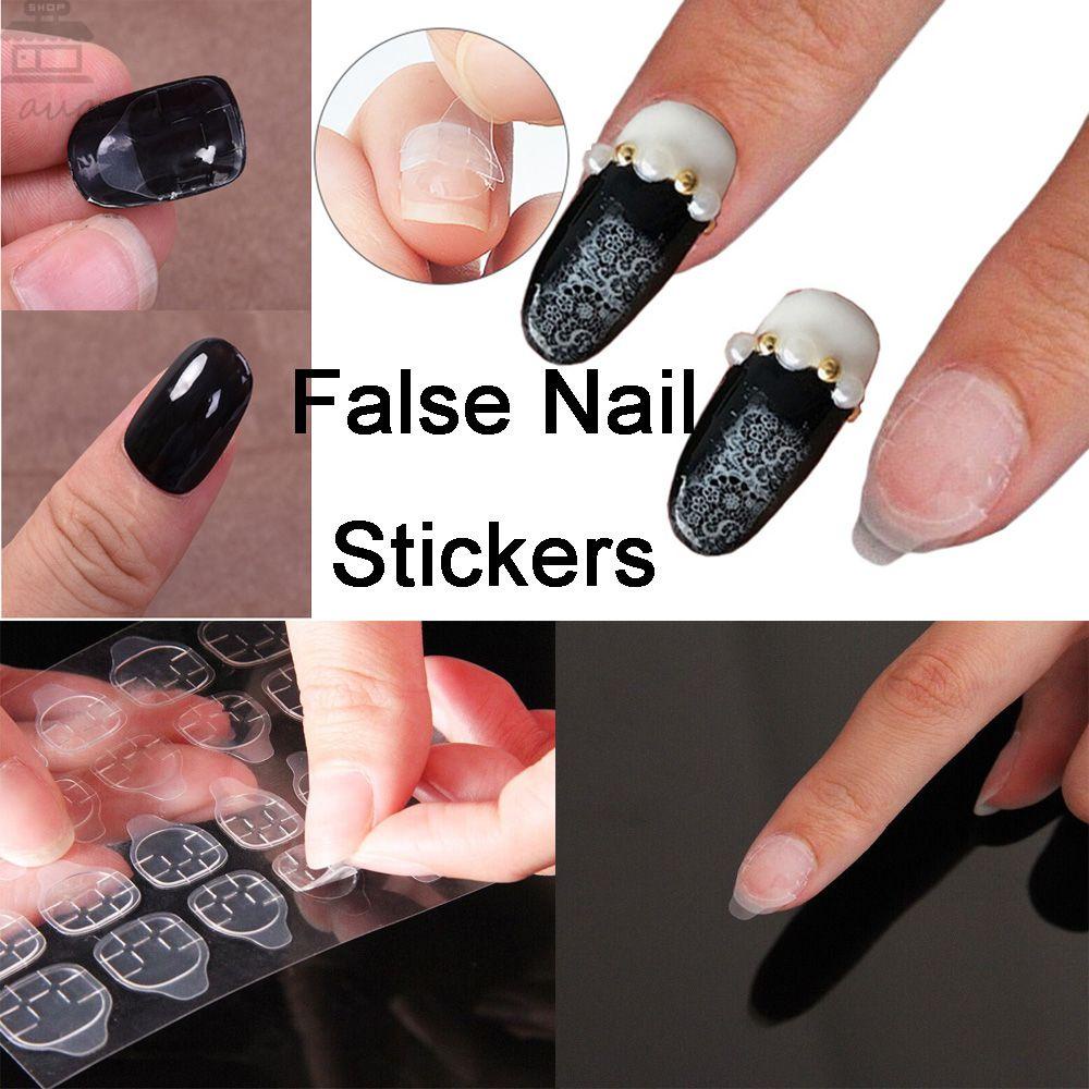 Stiker Kuku Palsu Agustina 5lembar/Pack Transparan Untuk Press On Paku Tab Perekat Waterproof Double Tapes Nail Gel