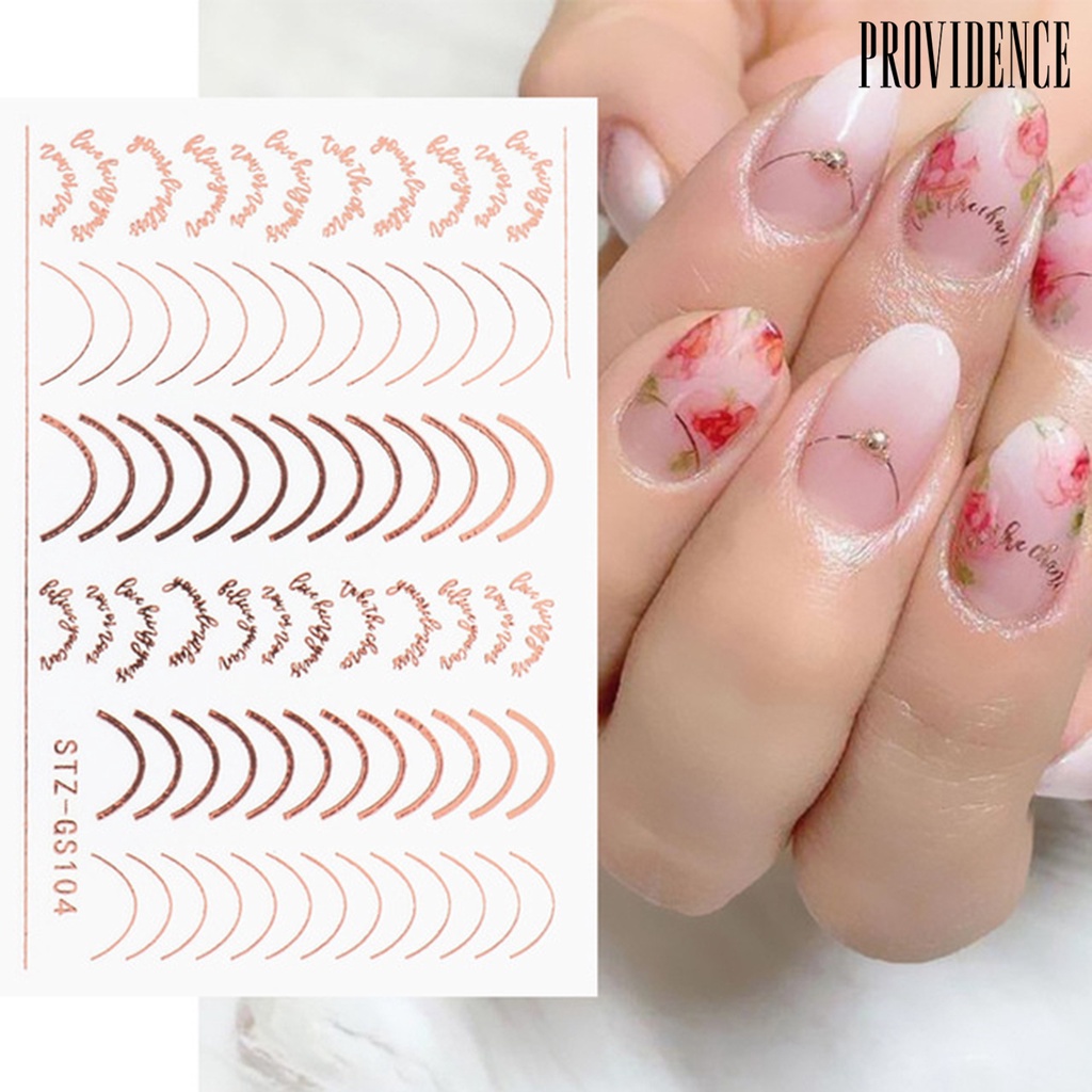 Providence Strip Kuku Bentuk Setengah Bulan Efek 3D Ultra Tipis Rose Gold Striping Tape Garis Desain Manicure Untuk Wanita