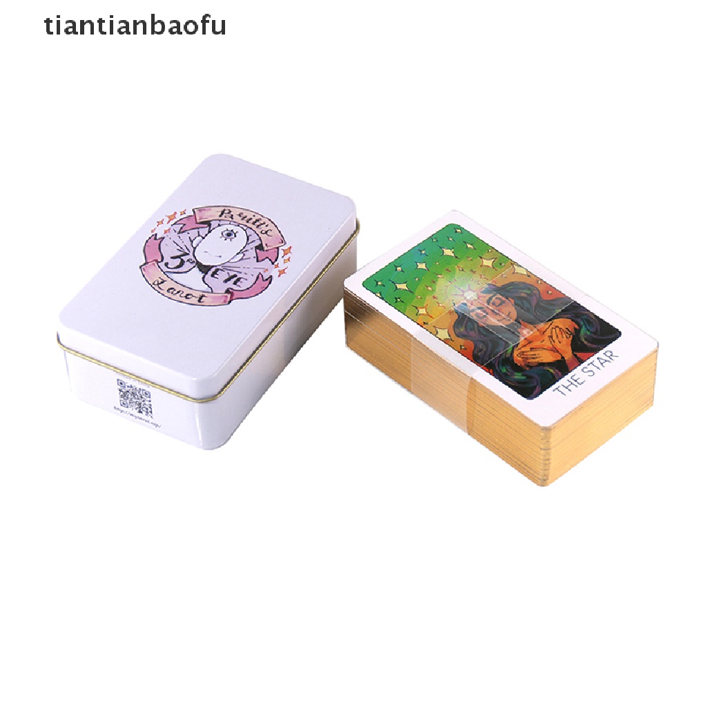 [tiantianbaofu] Tin Box Kartu Tarot Mata Ketiga Ramalan Ramalan Deck Party Board Game w/Butik Manual