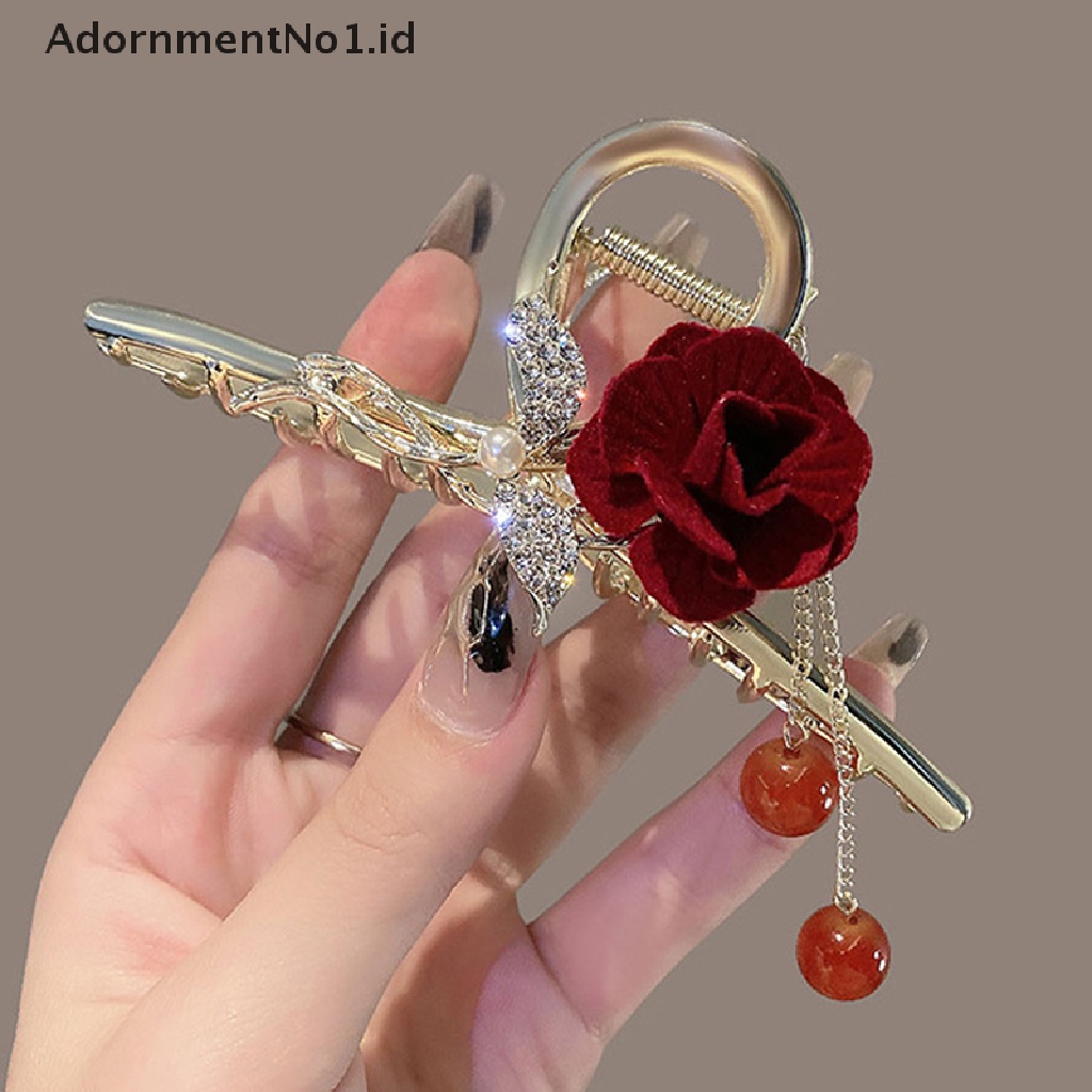 [AdornmentNo1] Klip Cakar Bunga Elegan Romantis Rumbai Capit Penjepit Untuk Wanita Hair Clip Headwear [ID]