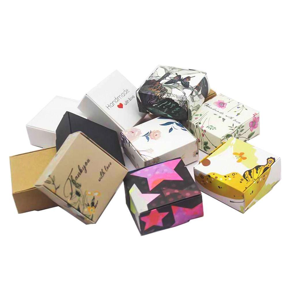 R-FLOWER 20pcs/lot Kraft Paper Box Baru Terima Kasih Bahan Karton Cupcake Cases Panjang