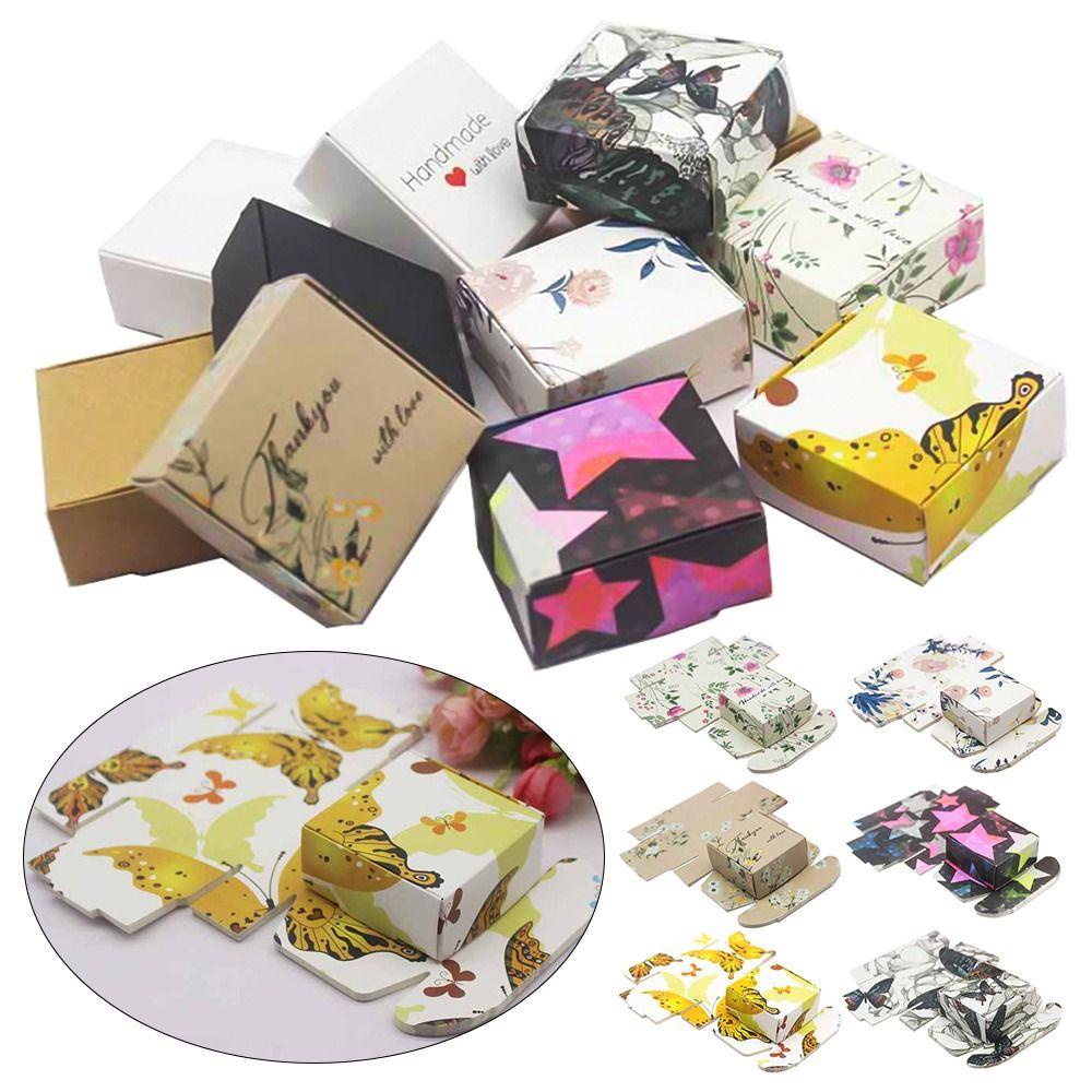 R-FLOWER 20pcs/lot Kraft Paper Box Baru Terima Kasih Bahan Karton Cupcake Cases Panjang