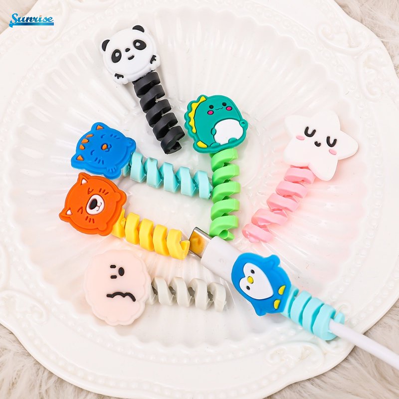 Mini Kreatif Kartun Anti Putus Pelindung Kabel Data Portabel Lucu Universal High Quality Elastis Silicone Charging Cable Winder