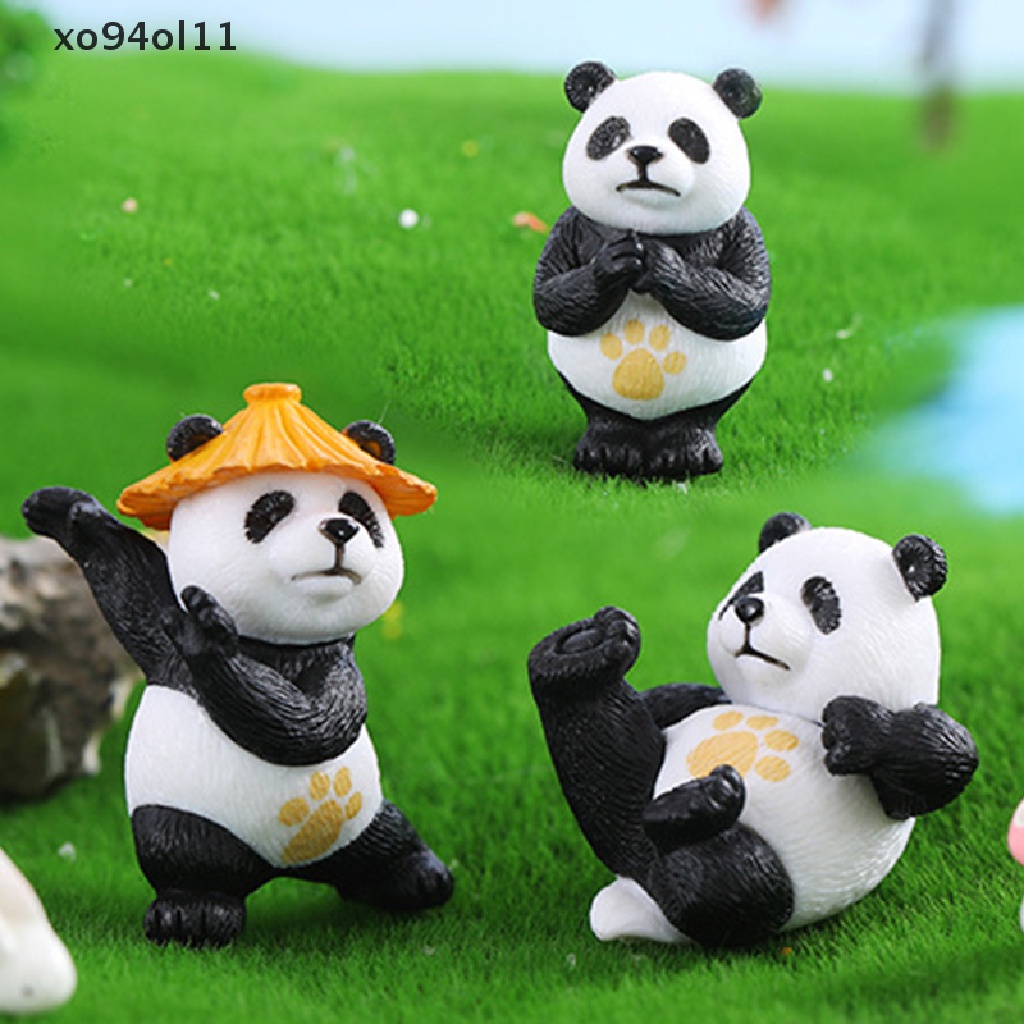 Xo 1pc Patung Panda Mini Keaslian Miniatur Taman Rumah Boneka Dekorasi Pesta Ulang Tahun Lucu Micro Room Home Decor OL