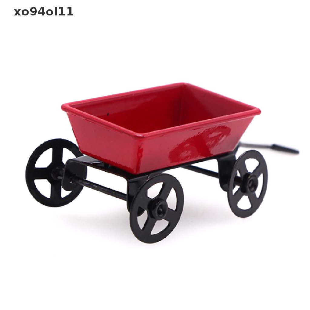 Xo Keranjang Penarik Kecil Metal Merah1: 12mini Lucu Rumah Boneka Mainan Hadiah Ornamen Miniatur Taman Furniture Accessorie OL