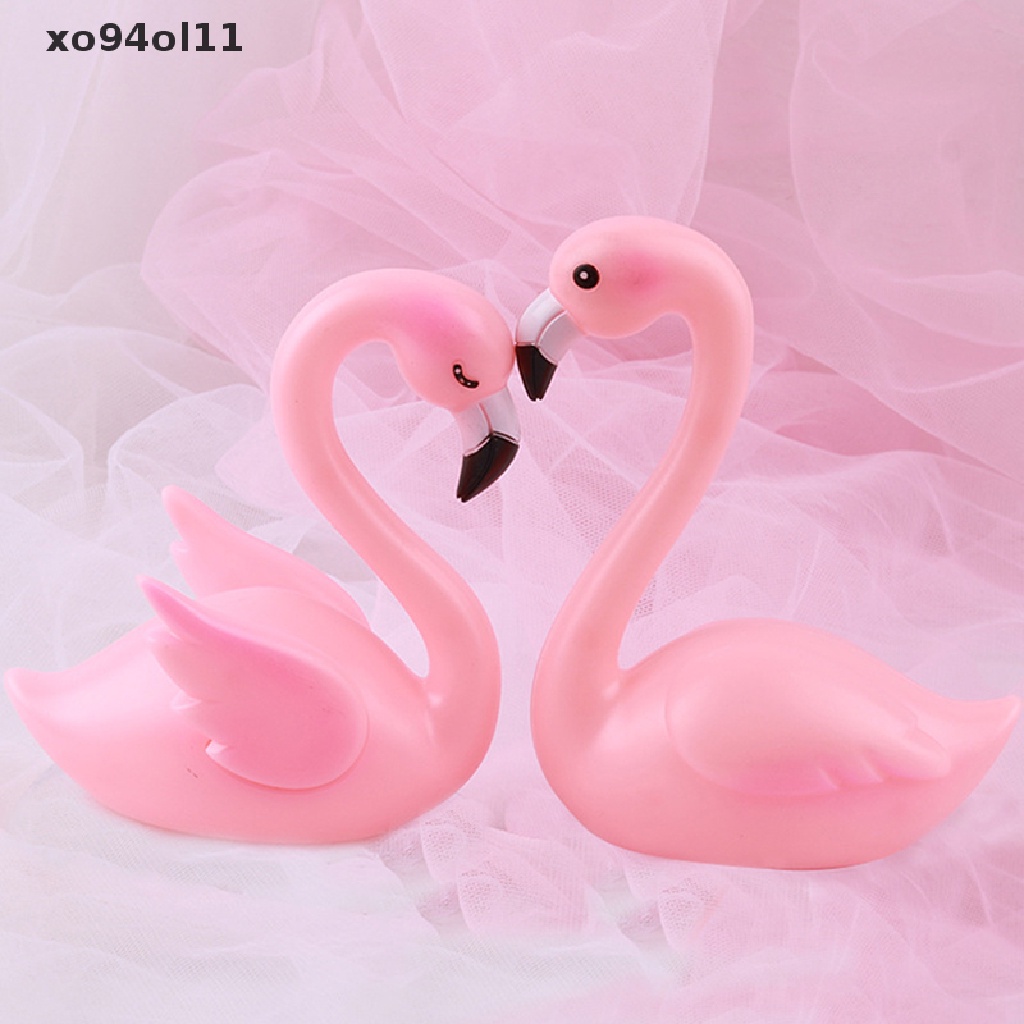 Xo 1pasang Flamingo Pink Hiasan Kue Cake Topper Dekorasi Pesta Ulang Tahun Pernikahan Dessert Hadiah Hari Ibu Hawaii Party Decor Ornament OL