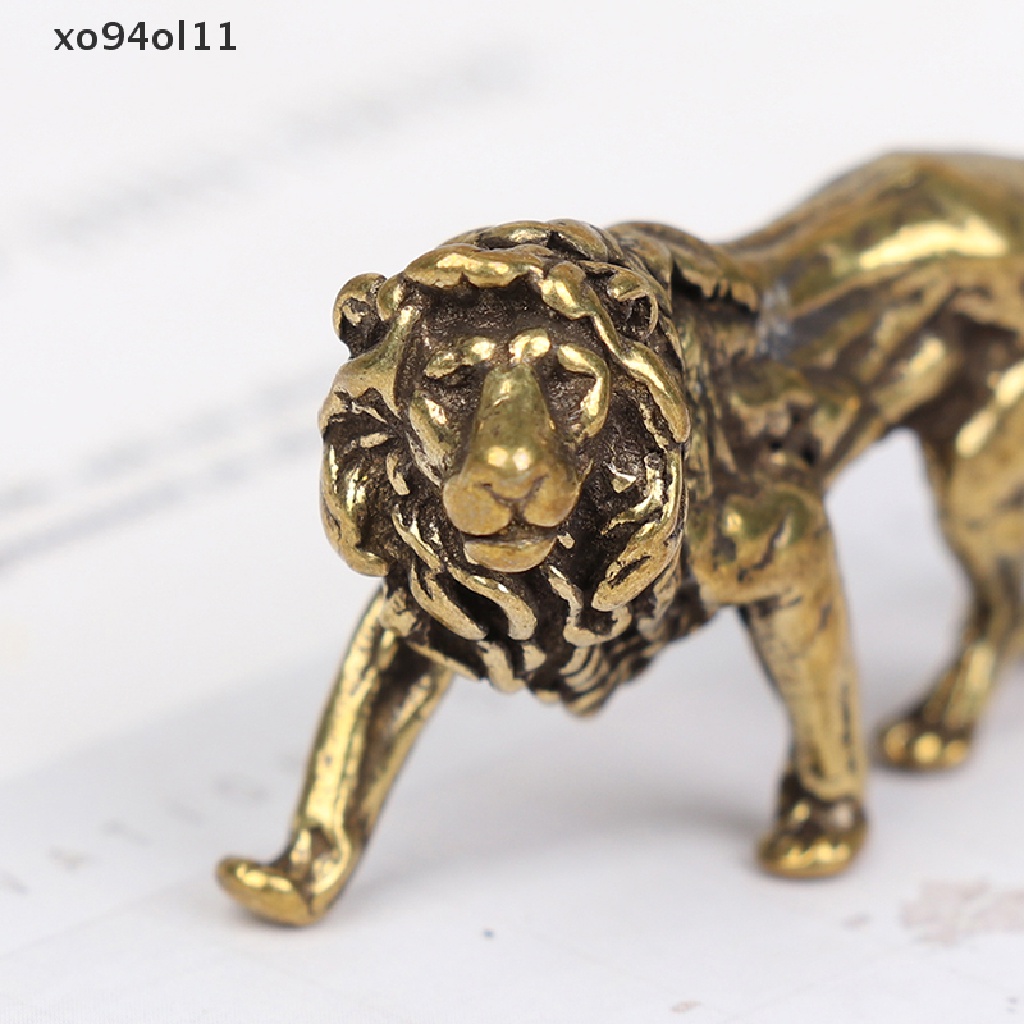 Xo Patung Hewan Mini Lion Casg Gaya Retro Patung Metal Dekorasi Desktop OL