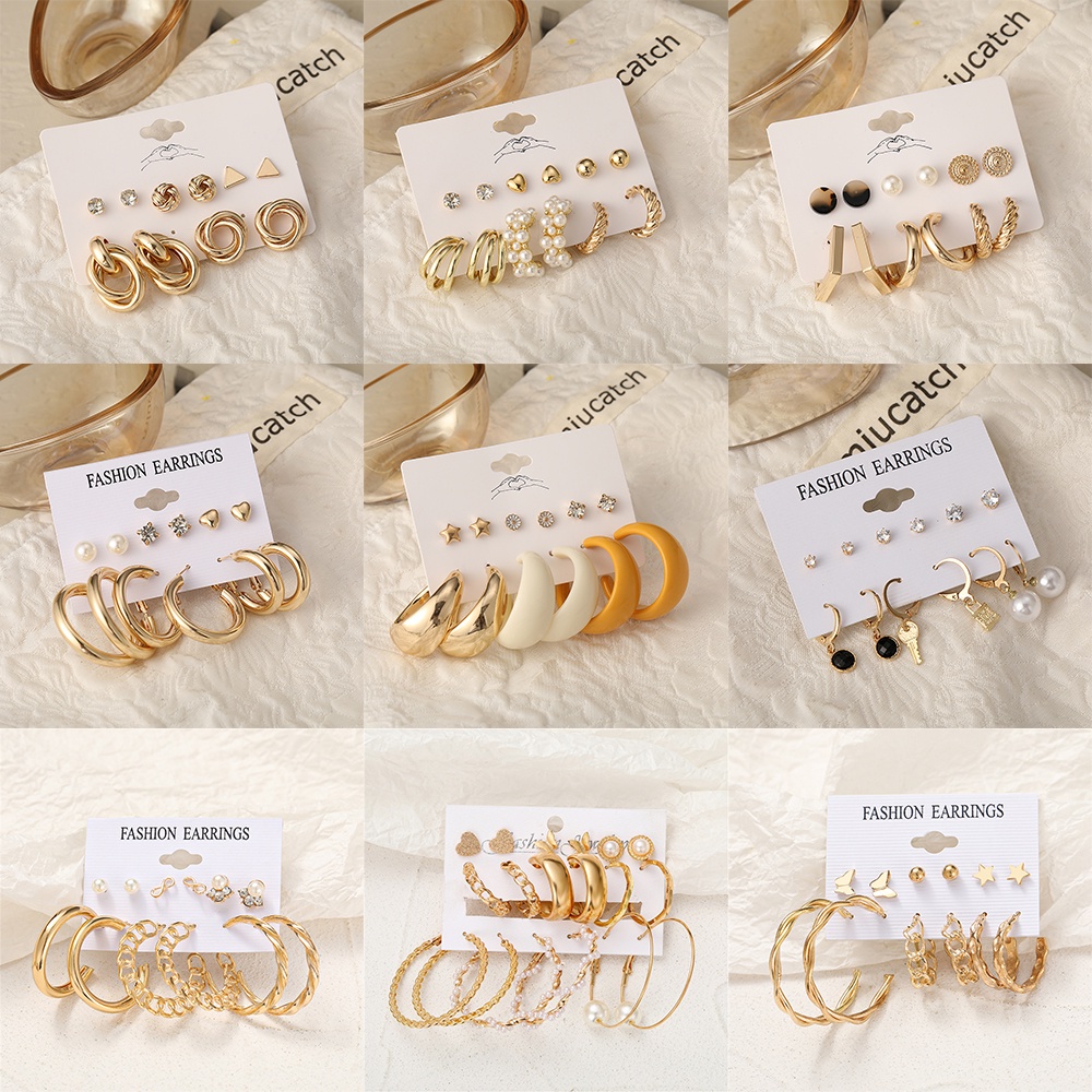 Retro Mutiara Rumbai Hoop Earring Fashion Kupu-Kupu Stud Earrings Wanita Perhiasan Aksesoris