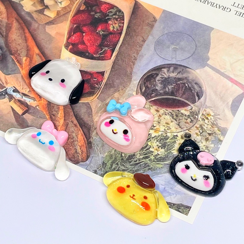 [HOT Sale] Jepit Rambut Lucu Ponsel case Tas Kuku Sanrio Mini Patch Bahan Serbaguna Anime Sanrios My Melody Kuromi Bening DIY Dekorasi Hadiah resin Aksesoris Kawaii