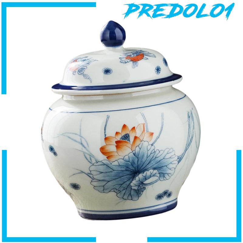 [Predolo1] Toples Porcelain Ginger Jar Candi 13.3x16cm Toples Penyimpanan Dengan Tutup Enamel Mengkilap