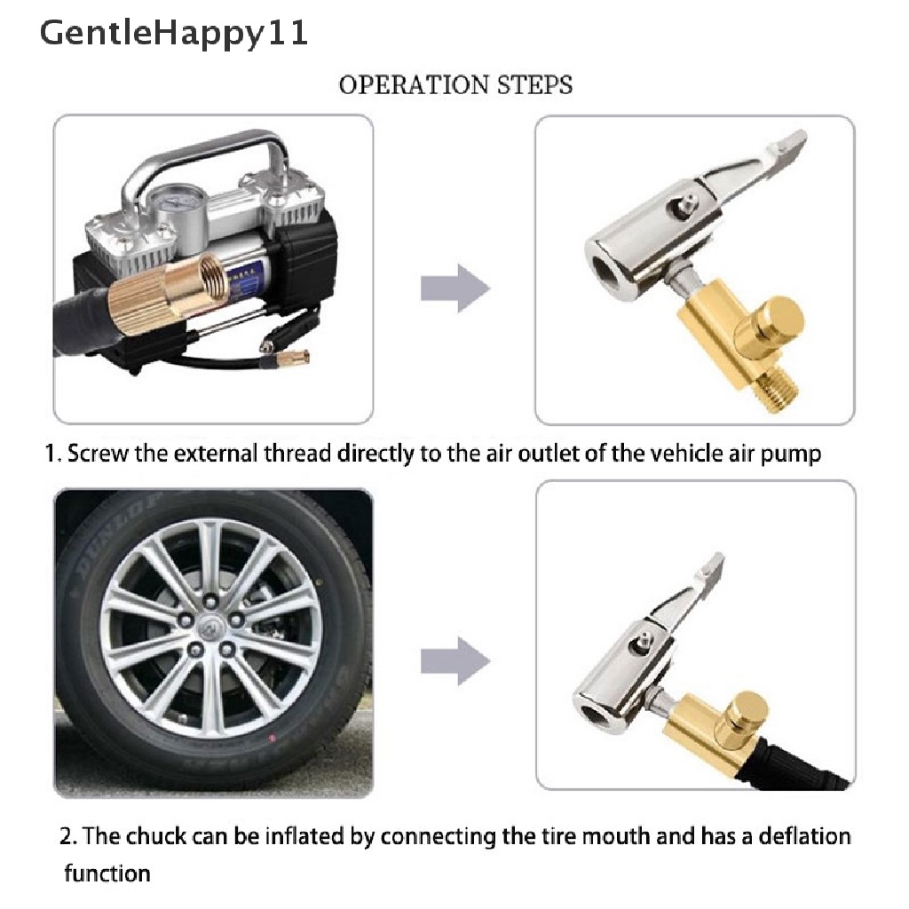 Gentlehappy Stainless Steel Tire Chucks Kompresor Angin Air Chucks Tire Inflation Nozzle id