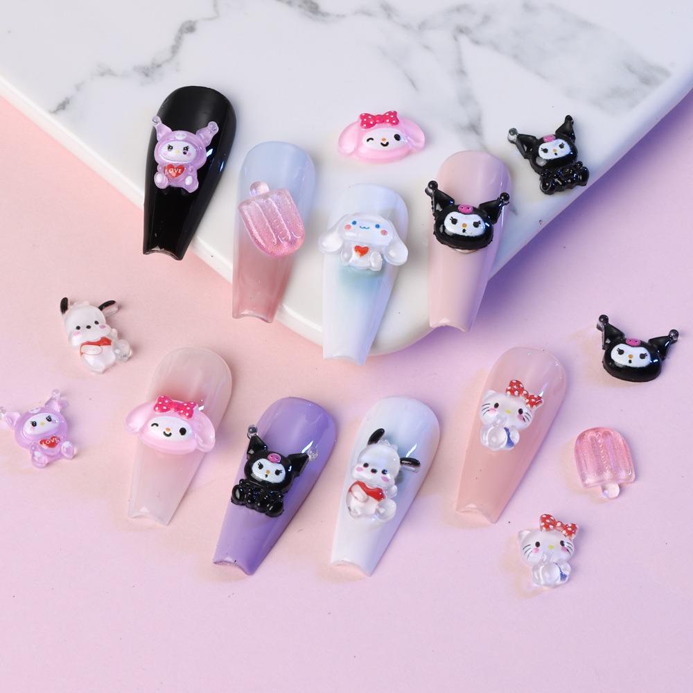 Mxbeauty Kartun Dekorasi Kuku Lucu Jepang Kuromi Kitty Cat Manicure Aksesoris Hiasan Kuku 3D Nail Art Drills