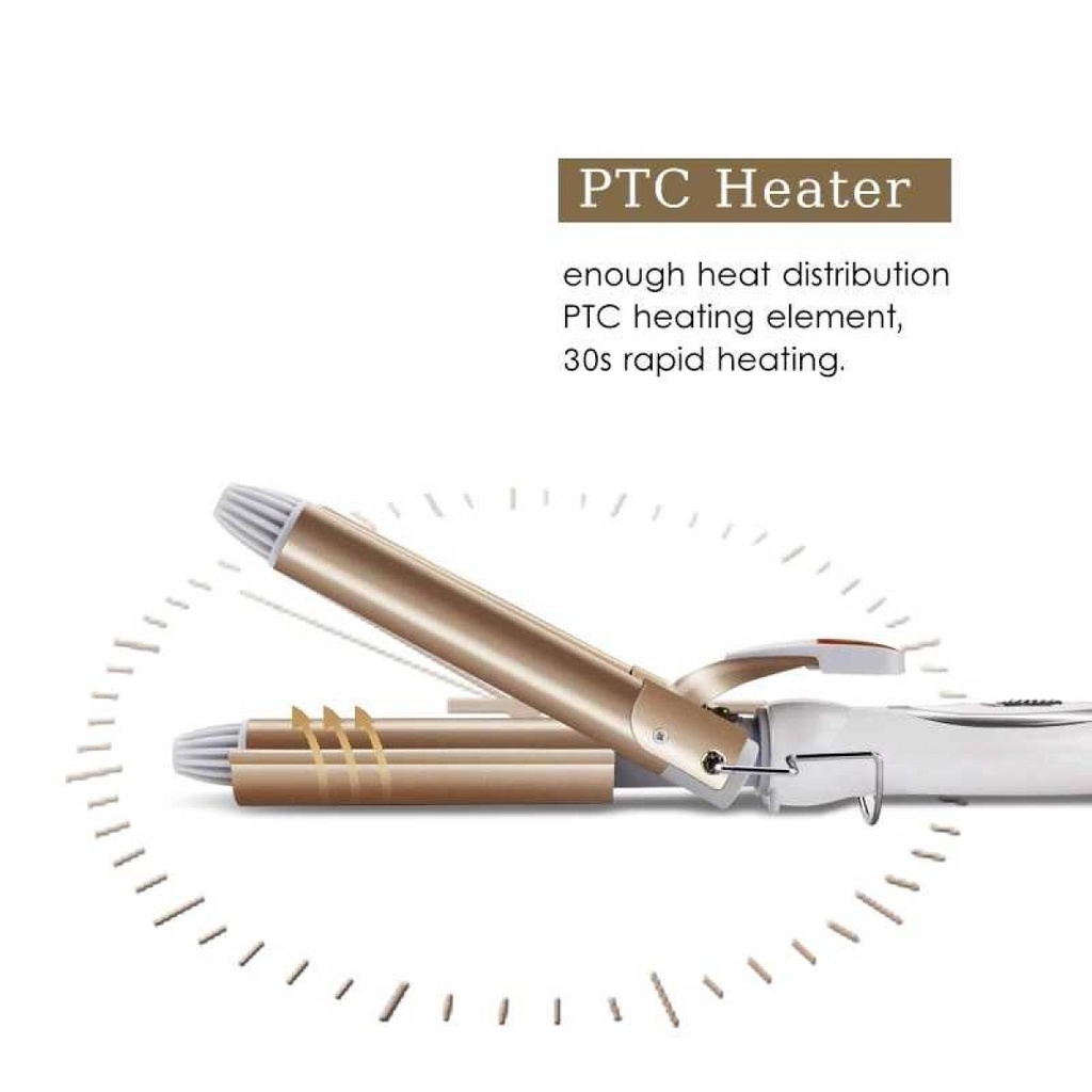 Catok Rambut Keriting Curling Iron Triple Barrel Ceramic 45W