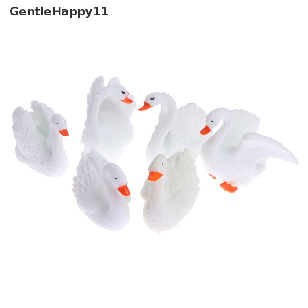 Gentlehappy 2pcs Ornamen Taman Peri Model Angsa Mini DIY Micro Landscape Dekorasi Rumah id