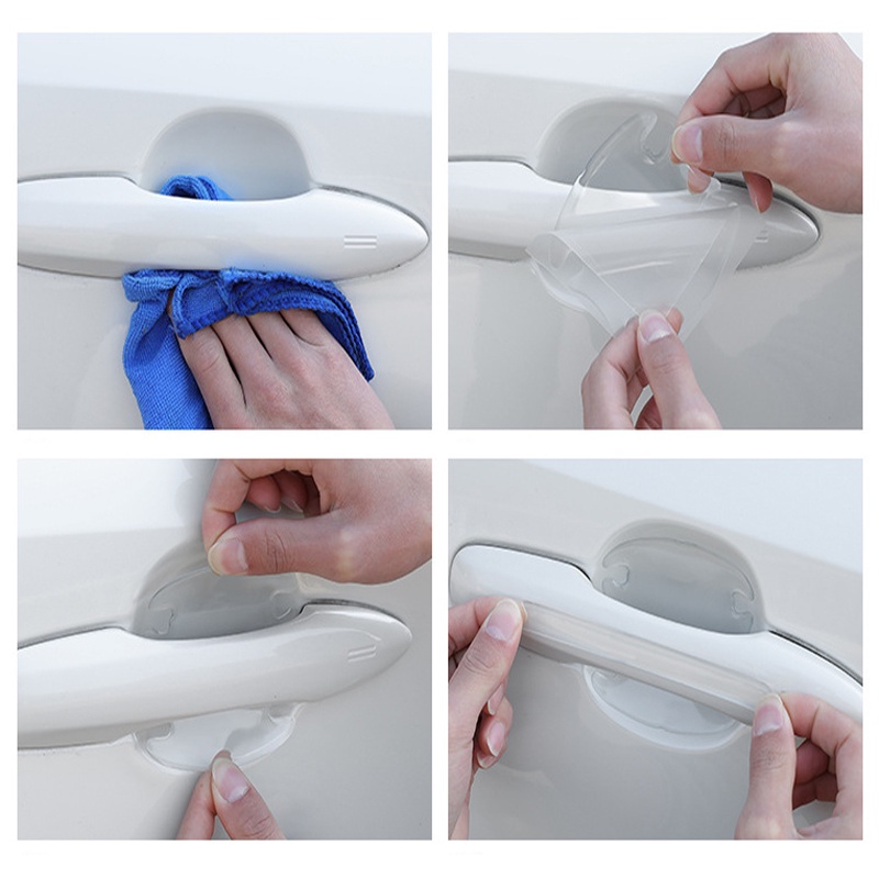 4/8pcs Stiker Pelindung Mangkok Pintu Perekat Transparan Tebal Mobil, Gagang Pintu Stiker anti Gores, Pegangan universal, Pinggiran Pintu Mobil Produk Hias strip anti-Tabrakan