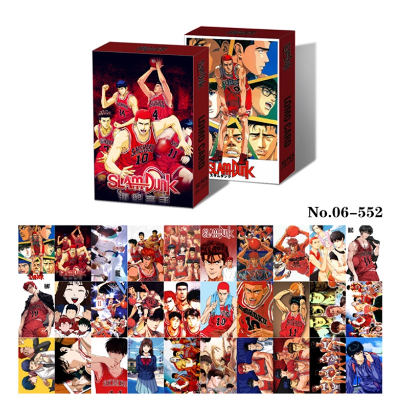 30-54pcs/box Kartu SLAM DUNK Lomo Sakuragi Haruko Rukawa Akagi Photocards Kartun Postcards