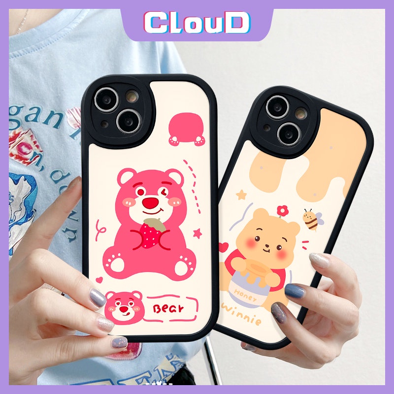 Cute Strawberry Bear Case Infinix Smart5 6 Hot 10T 10s 11s 11 10 9 Play Hot 10 Lite Note8 Kartun Winnie The Pooh Manyo Lembut Tpu Penutup Belakang