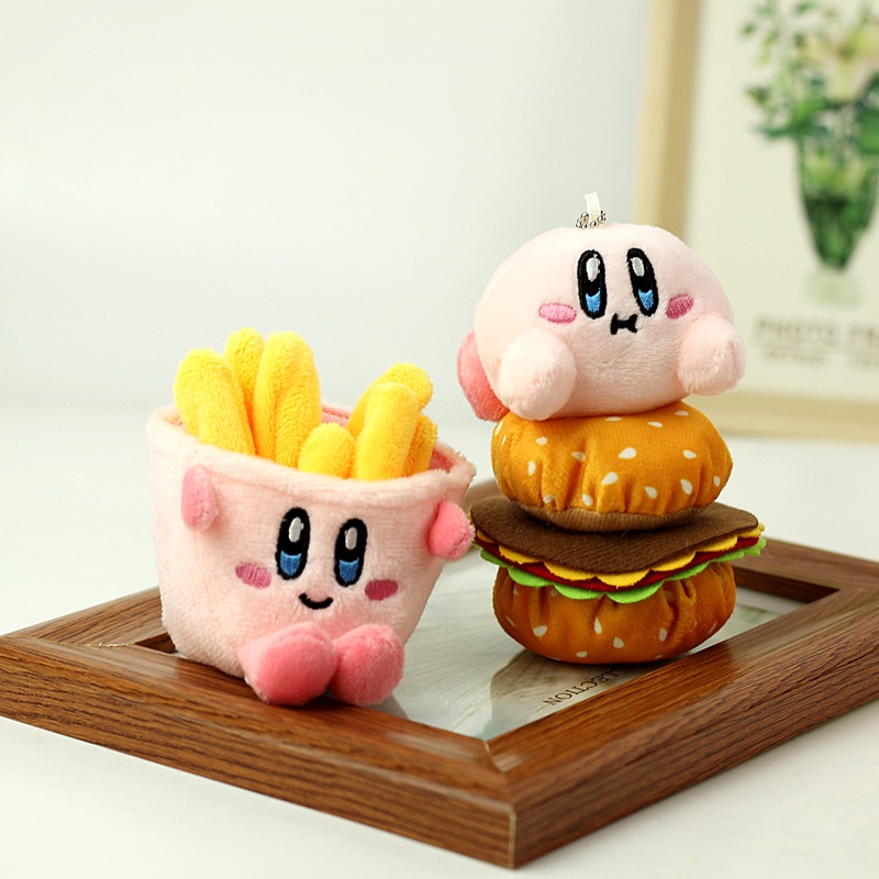 Lucu Kartun French Fries Plush Doll Hamburger Liontin Gadis Jantung Hiasan Gantungan Kunci