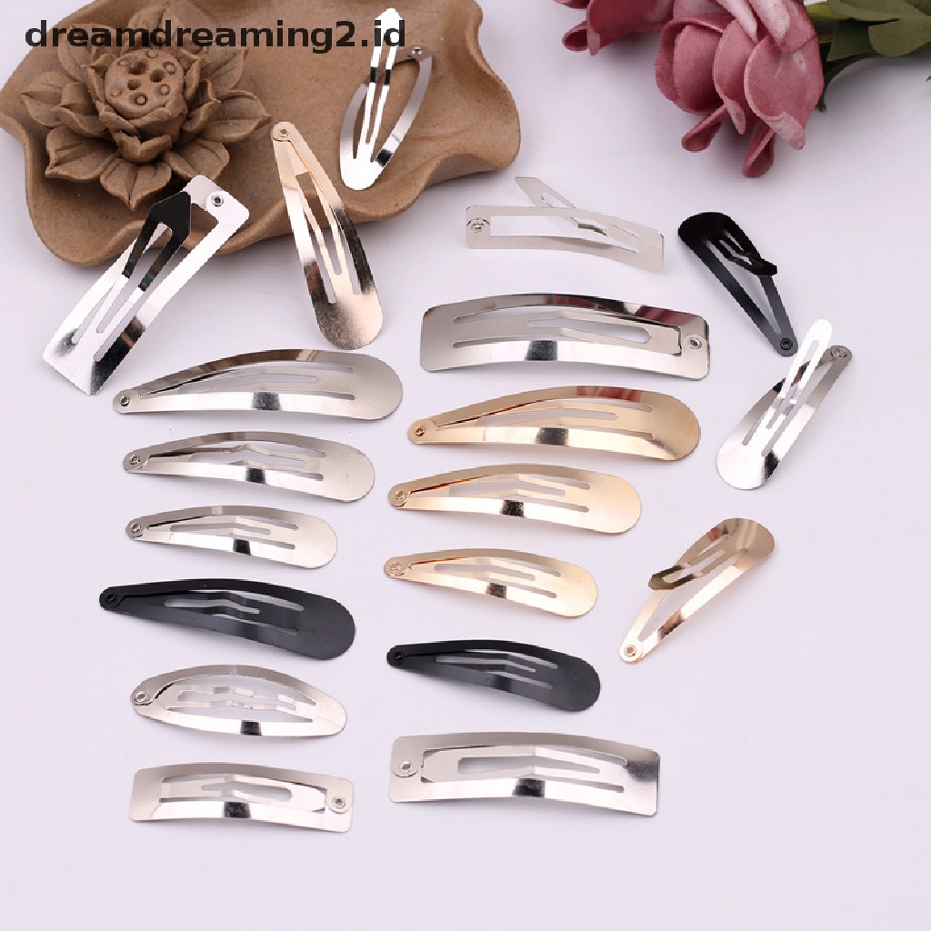 (dream) 50pcs Klip Rambut Logam Sederhana Perak Emas Hitam Klip BB Diy Handmade Gadis Hiasan Kepala Aksesoris Barette Jepit Pin//