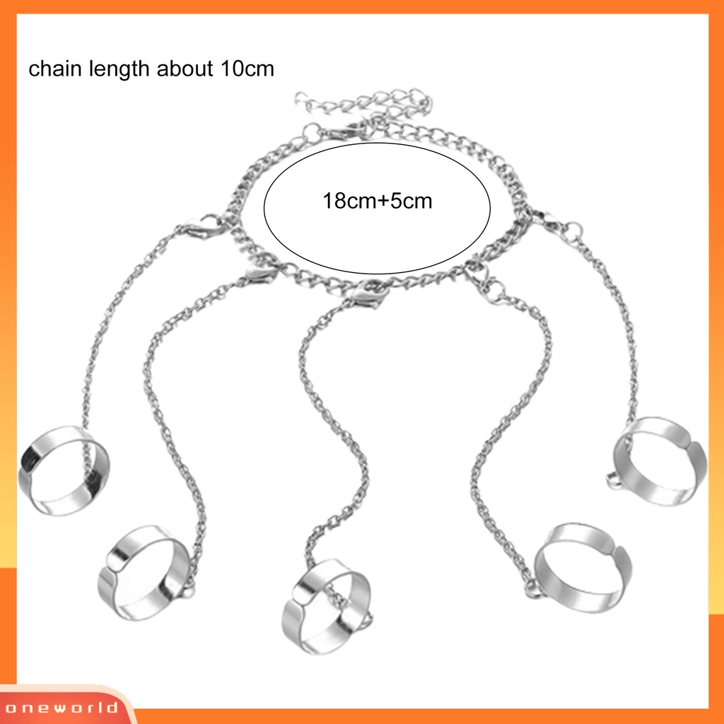 [EONE] Cincin Jari Dapat Disesuaikan Tidak Berbahaya Bebas Alergi Ramah Terhadap Kulit Mudah Dipakai Paduan Hias Pernyataan Stackable Rings Chain Bracelet Pesta Ulang Tahun