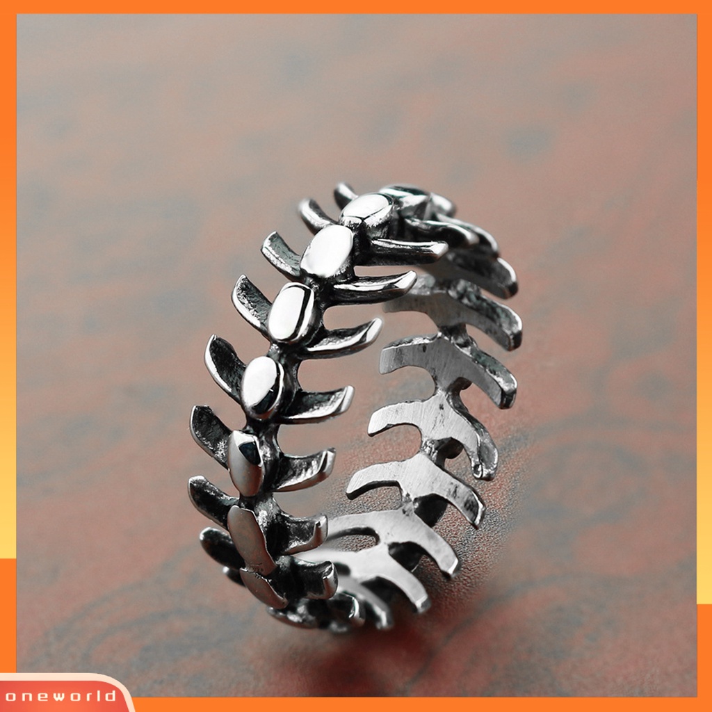 [EONE] Jari Cincin Pengerjaan Halus Geometris Electroplating Retro Menarik Dekorasi Warna Perak Naga Tulang Ikan Cincin Perhiasan Aksesori