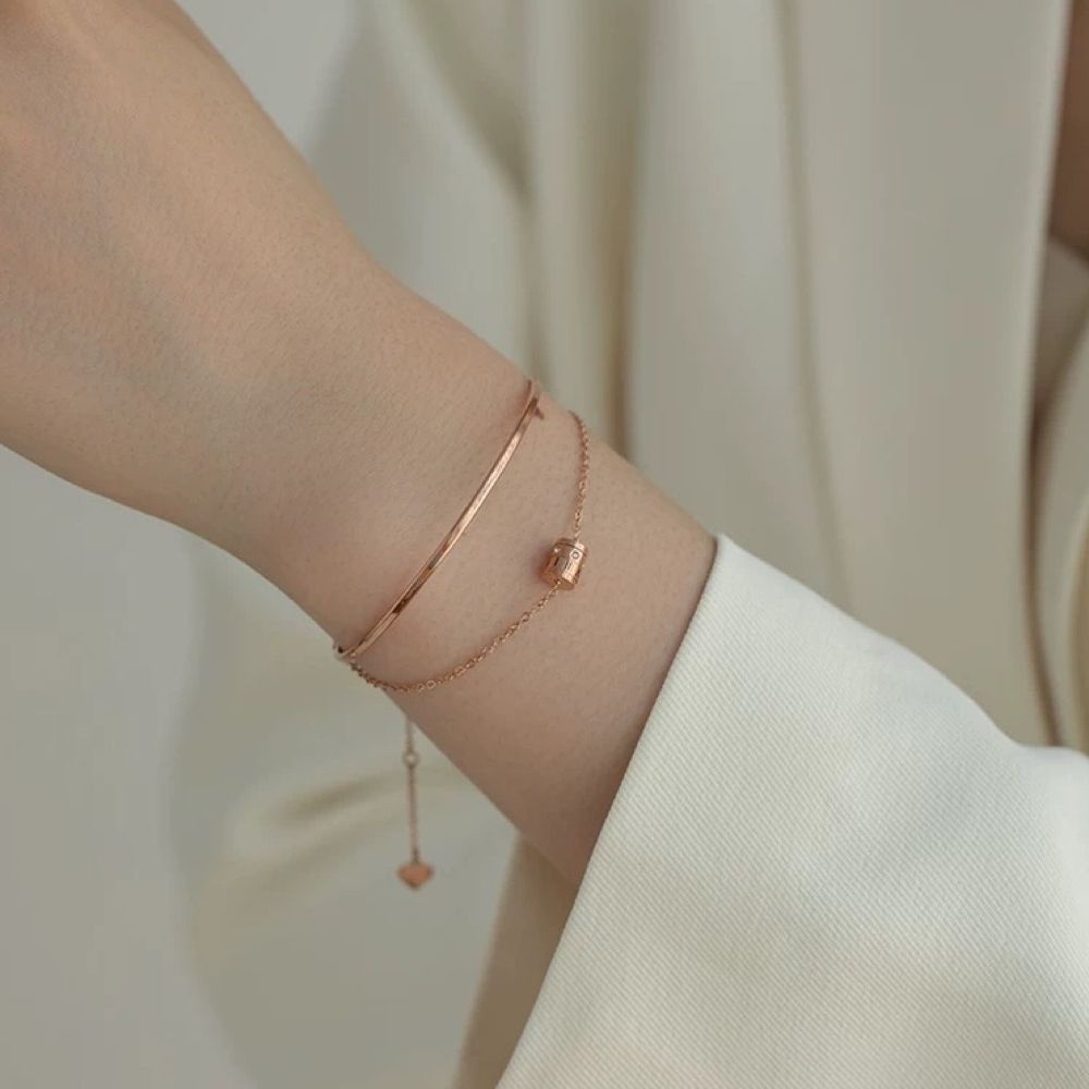 GROSIR Gelang tangan kombinasi tabung titanium stainless steel 316L import berkualitas anti karat bisa bayar di tempat COD