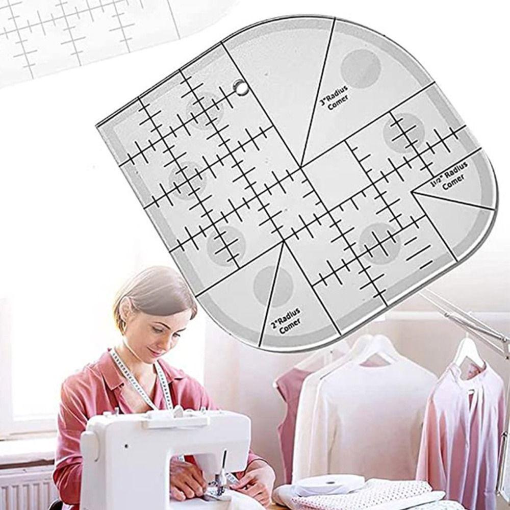 AUGUSTINA Curve Ruler Desainer Akrilik Transparan Desain Pakaian Quilting Alat Jahit Tepi Bulat